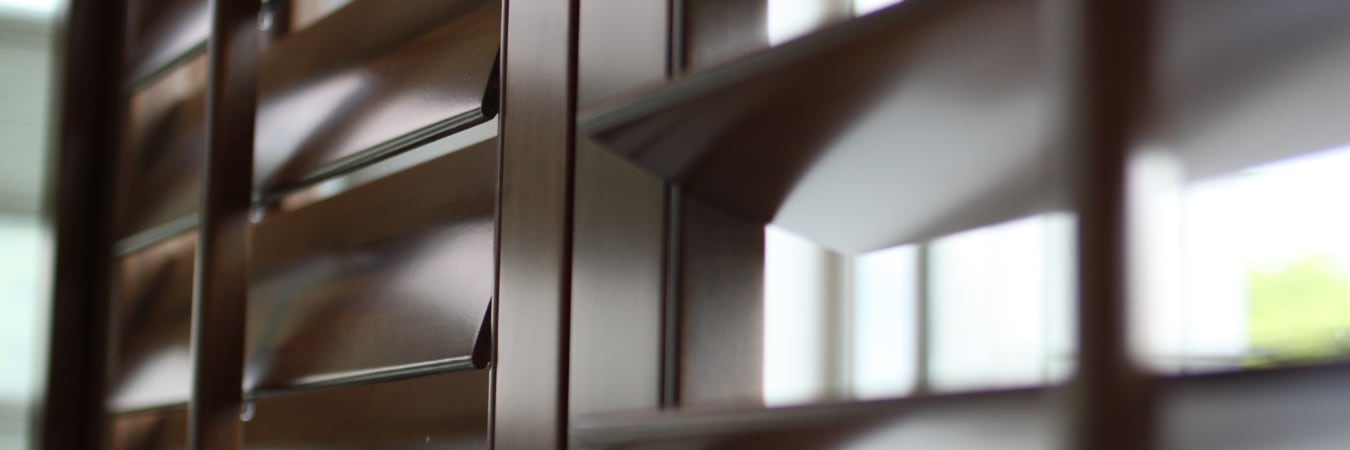 Wood blinds in a window